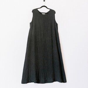 Elizabeth Suzann Petra Midi Dress in Black Linen Gauze
